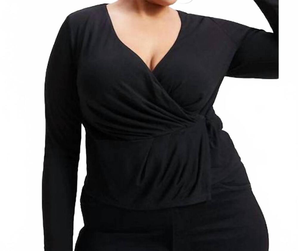 NEW GOOD AMERICAN good touch wrap top in black - Picture 3 of 3